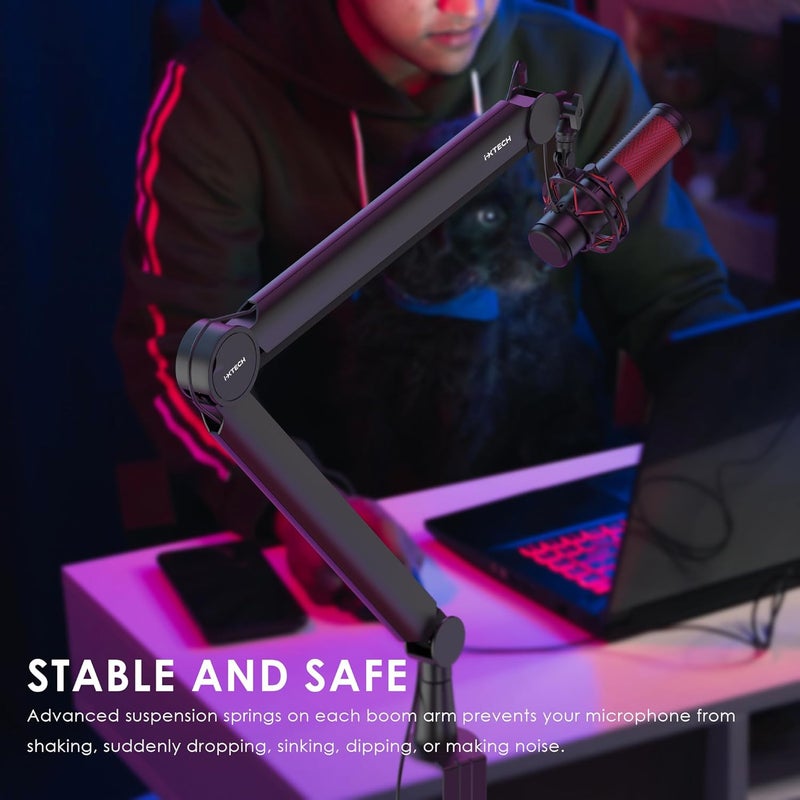 i-XTECH Premium Microphone Boom Arm with Desk Mount, 360° Rotatable, Fully Adjustable, for Podcast, Video, Gaming, Radio, Studio, Recording, Sturdy and Universal VALIANT Model - Image 2